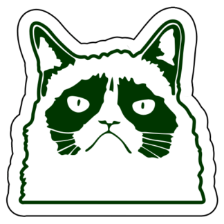 Grumpy Cat Sticker (Dark Green)